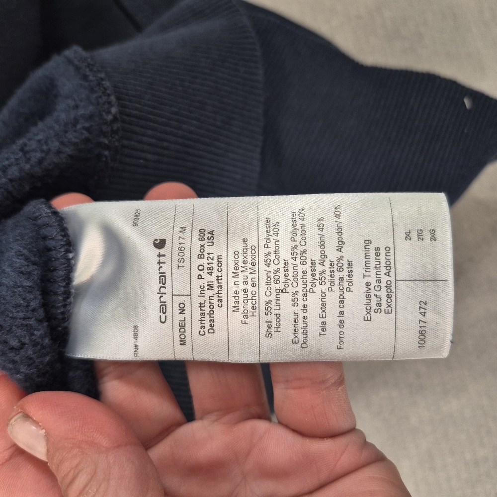 Carhartt Men's XXL Rain Defender Loose Fit Heavyweight Quarter-Zip Hoodie Blue - Picture 11 of 12